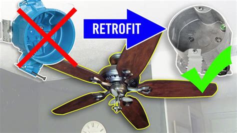 how to install a ceiling junction box for fans|ceiling fan retrofit junction box.